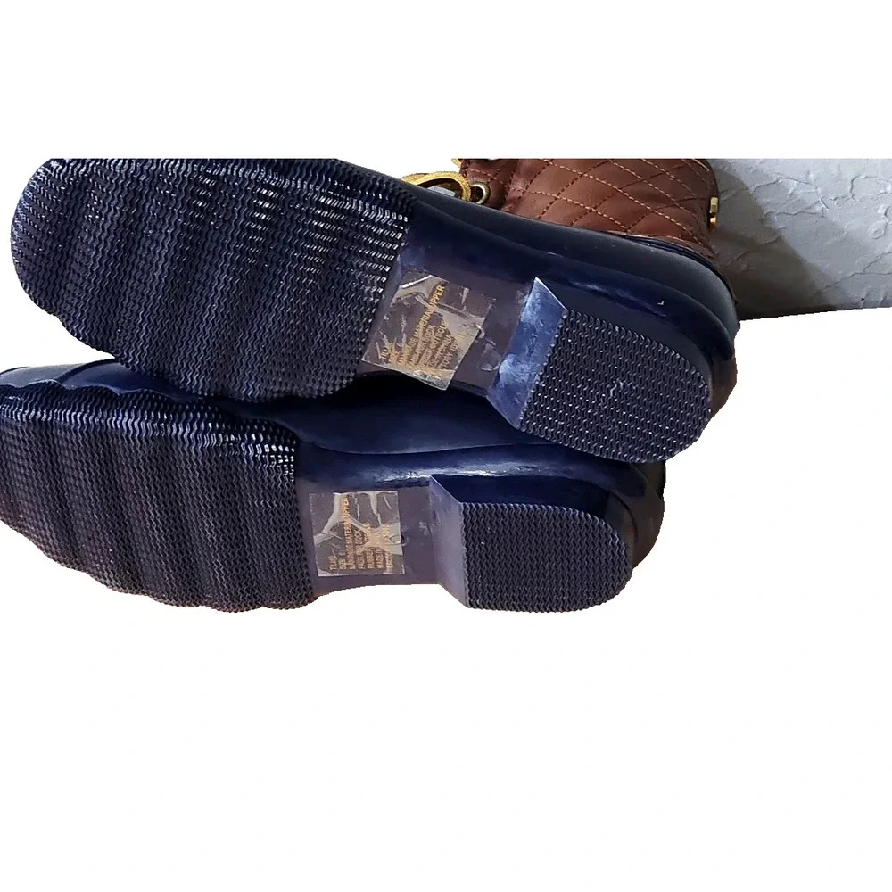 Steve‎ Madden Blue/Brown Rain/Duck Boots Quilted Fleece Lined Women's Size 6
